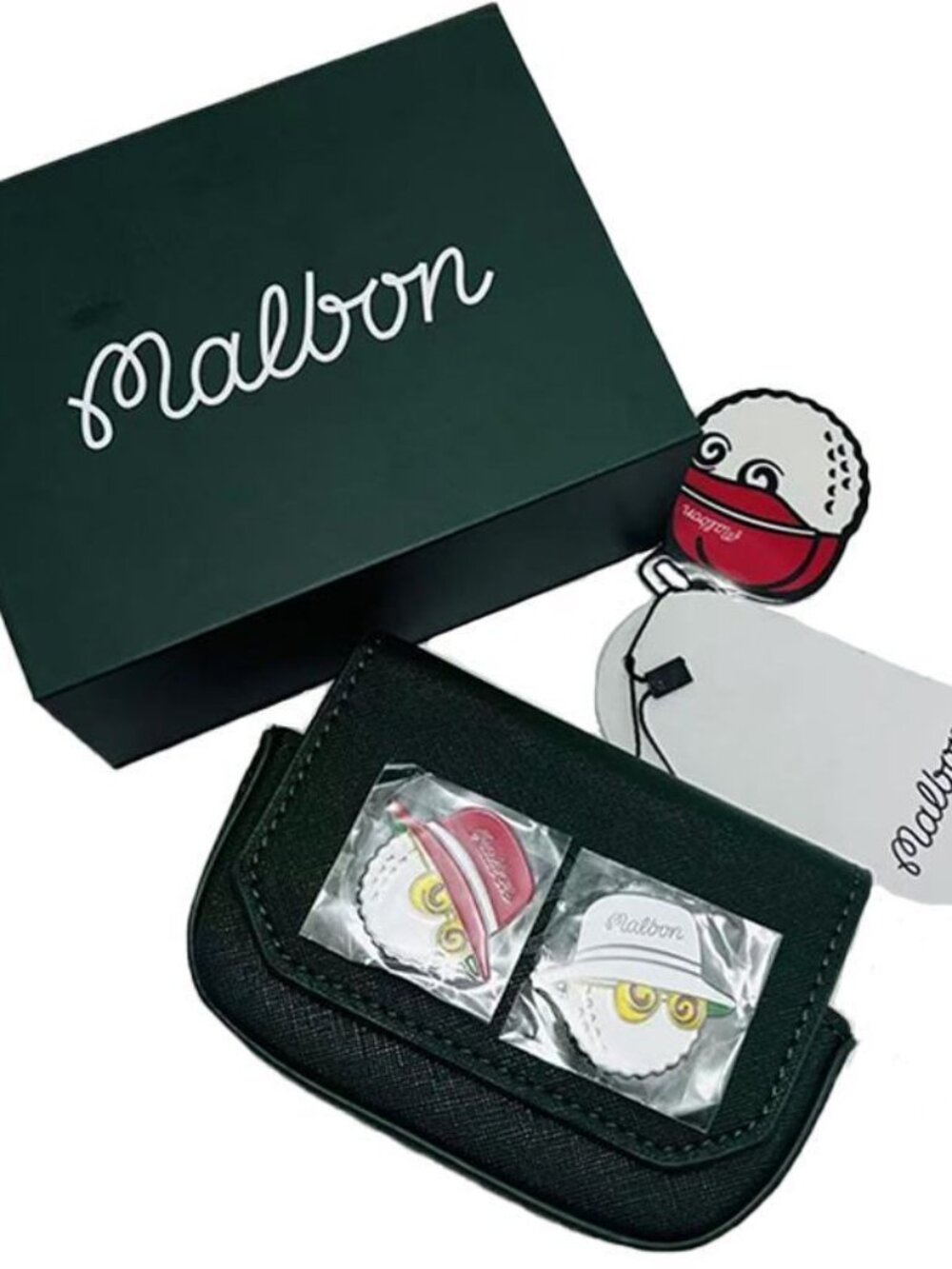 Malbon Golf Rangefinder Bag with Two Magnetic Markers Gift Box Set